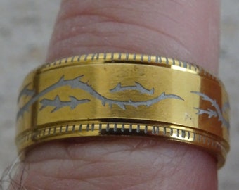 Religious gold plated Jesus ring ~ Stainless Steel thorned ring with thorns. ( F 4 )
