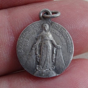 Religiöse antike französische silber vergoldet Medaillon Anhänger wundersame Medaille der Unbefleckten Empfängnis der Heiligen Jungfrau Maria. ( A 14 ) Tm