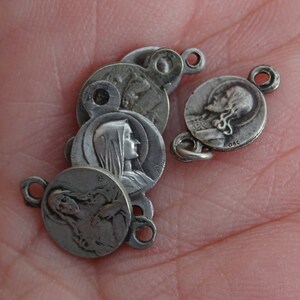 Religious antique catholic silver plated French catholic rosary centers medals connectors of the old world. ( F 6 )