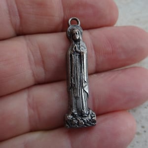 Religious antique French silvered catholic statue of Holy Virgin Mary Our Lady of Lourdes. ( 40 )