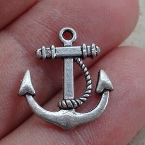 Vintage French silvered talisman medal pendant charm medallion of an anchor cross crucifix gift for her sea plage sailor. ( 8 )