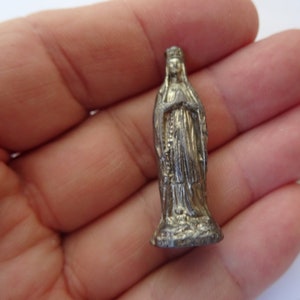 Religious antique French silvered catholic statue of Holy Virgin Mary Our Lady. ( 29 )