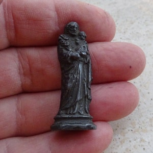 Religious antique catholic silver plated ledden statue of Saint Joseph and Child Holy Jesus Christ. ( 3 )
