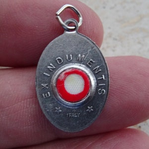 Religious Italian silver plated catholic medal shrine charm reliquary medallion pendant charm with relic of Saint John Neumann.  (  A 26a )