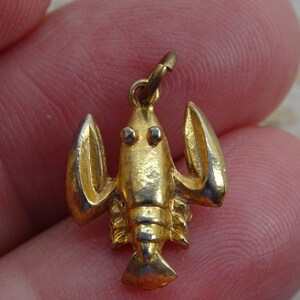 Vintage gold plated vermeil  Zodiac medal pendant medaillon medallion Constellation sign of Scorpio. ( 1 a)