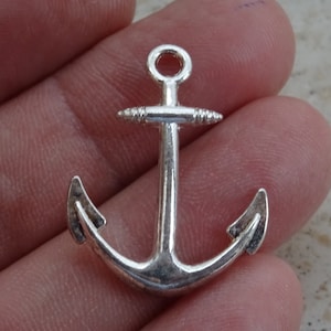 Antique French silvered talisman medal pendant charm medallion of an anchor cross crucifix gift for her sea plage sailor. ( 9)