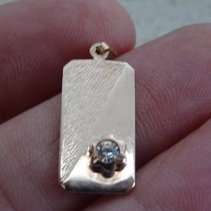 French vermeil charm medallion pendant medal with transparant stone. ( G 23 )