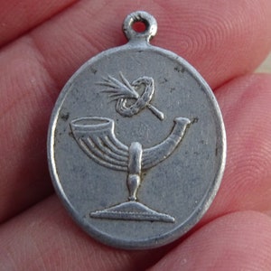 Religious antique catholic medal pendant medaillon Holy charm medallion of Saint Cornelius Corneille.   ( P 11 )