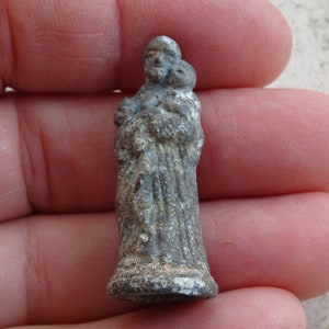 Religious antique catholic silvered statue of Saint Joseph and Child Jesus. ( B 19 )