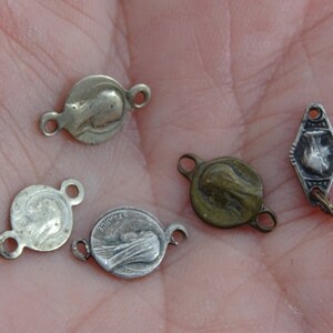 Religious antique catholic silver plated French catholic rosary centers medals connectors of the old world. ( F 12 )