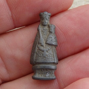 Religious antique small French catholic ledden religious minitiature statue of Holy Virgin Mary The Infant Jesus of Prague. ( F 21 )