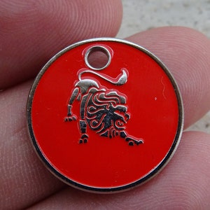 Vintage silver plated Zodiac medal pendant charm medallion zodiac constellation sign of LEO. ( lion )  A 10