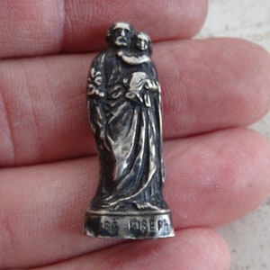 Religious antique catholic silver plated statue of Saint Joseph and Child Holy Jesus Christ. ( B 32 )