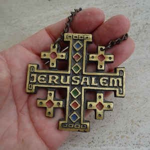 Religious copper catholic medallion medal pendant of Jerusalem. ( 48 )