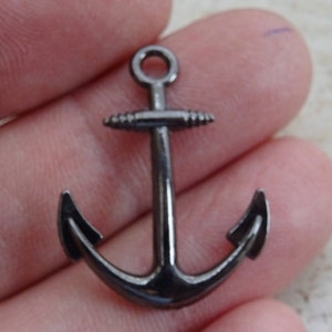 Vintage French talisman medal pendant charm medallion of an anchor cross crucifix of bronze gift for her sea plage sailor. ( 6 )