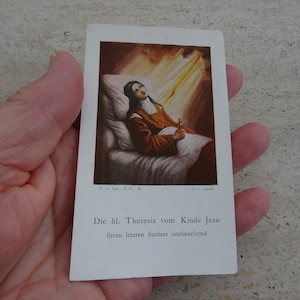 Religieuze antieke katholieke kaart gezegende Sint Theresia van Lisieux met afbeelding. (Z 5a)