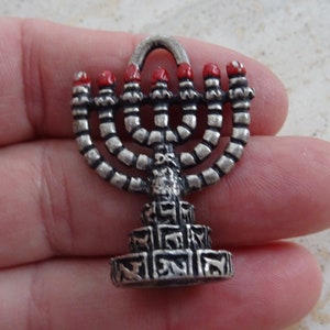 Vintage Israelien Jewish religious 7 armed candle stick menorah souvenir of Jerusalem.  (  5 ) in la