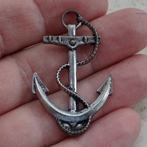 Vintage French silver plated talsiman medal pendant charm medallion of an anchor cross crucifix gift for her sea plage sailor. ( 1 )