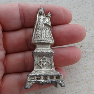 Religious antique catholic silver plated French statue of Holy Virgin Mary Our Lady and Child Jesus Christ. ( 24 a )