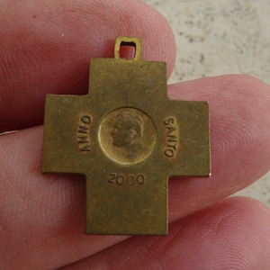 Religious copper French catholic crucifix pendant cross pectoral cross Alpha Omega cross PAX.  ( DD 25 )