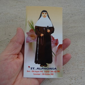 Religiöse katholische Karte Schrein Reliquienreliquie des Tuches der seligen Schwester Alphonsa. ( XX 12 )