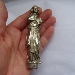 Religious antique French catholic silvered shrine statue figure of Saint Anne. ( 26 V )