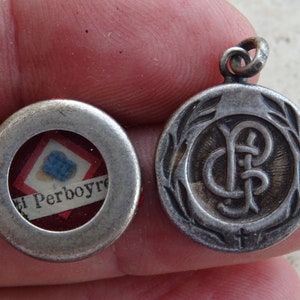 Religious antique silver  French theca medal shrine medallion with relic reliquary of John Gabriel Perboyre. ( B 2 )