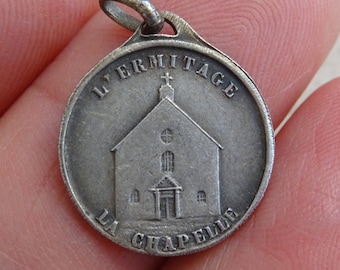 Religious Antique Catholic Silver Plated Medal Pendant Charm Medallion ...