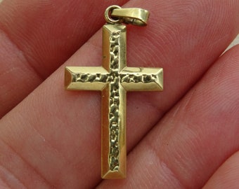 Religious antique French Christian vermeil gold plated  ( MARKED ) crucifix pendant cross pectoral cross Holy Jesus Christ. ( D 44)