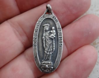 Religious Antique Silvered Catholic Medal Pendant Holy Charm Medallion ...
