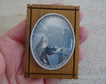 Religious French vintage catholic shrine altar chapel with Saint Rita. ( 1 a )