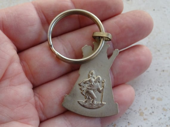 Portachiavi San Cristoforo Argentato - Medaglia Protettrice Viaggiatori - Fatto A Mano In Francia (10 Cm)