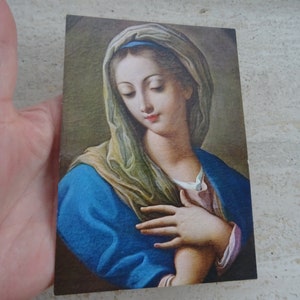 Carta religiosa cattolica vintage inutilizzata della Santa Vergine Maria souvenir di Montecassino. (Z7)