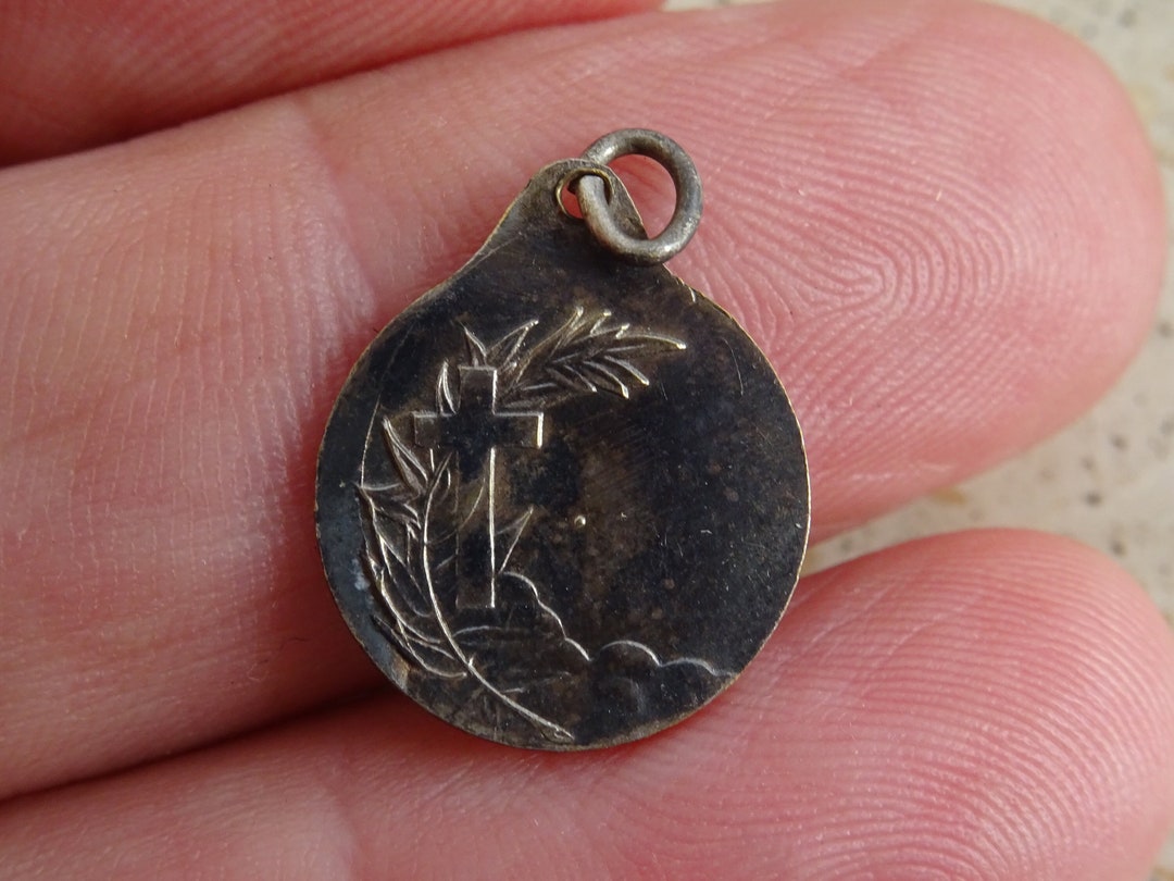 Religious Antique French Silver Plated Catholic Medal Pendant Holy ...