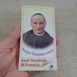 Religiöse katholische Karte Schrein Reliquiar Relikt aus dem Tuch des Seligen Annibale M. Di Francia. (ZZ-30)