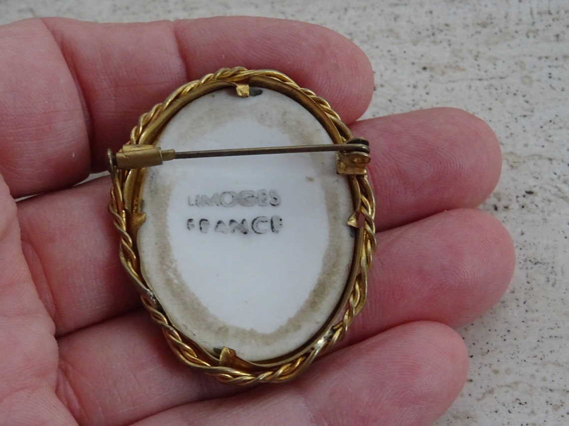 Grande Broche Art Déco C.1930 En Vermeil Argent - Pierres De Rhin Bleues - Ancienne