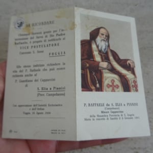 Religiöse katholische Karte Schrein Reliquiar Relikt aus dem Tuch des Seligen St. Raffaele de S. Elia a Pianisi. (K38)