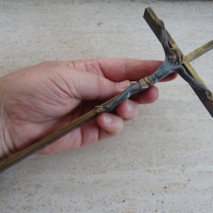Religious French catholic wooden cross crucifix pendant cross pectoral cross with bronze corpus Holy Jesus Christ. (  23 )