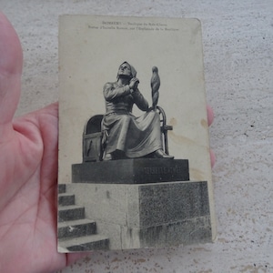 Antigua postal francesa sin usar con estatua monumental de Juana de Arco, recuerdo de Juana de Arco de Domremy. (F10)