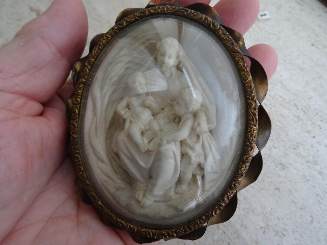 Religious Antique French Catholic Copper Meerschaum of Holy Virgin Mary ...