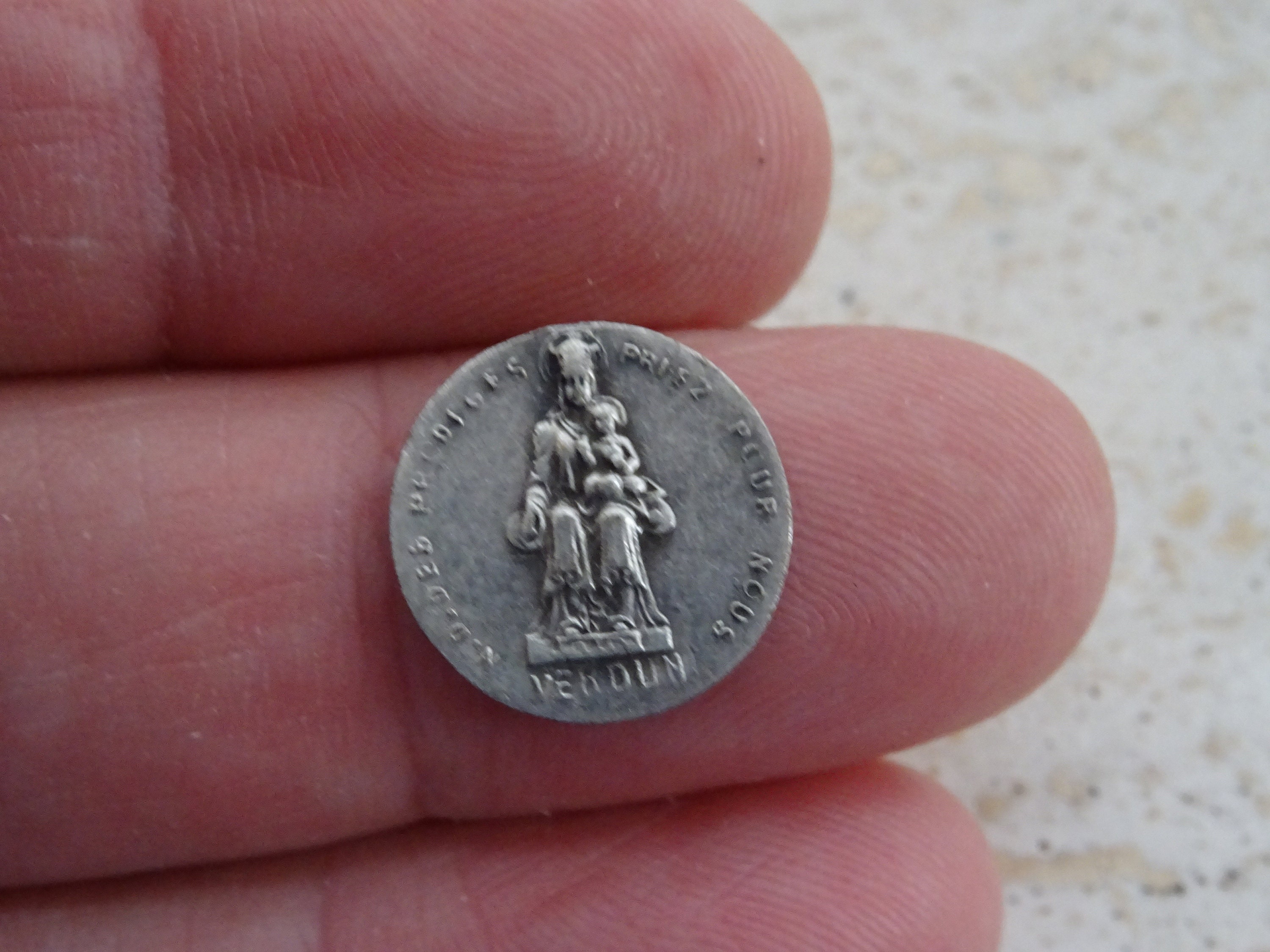 Religious French catholic silver plated token plaque image Etsy