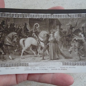 Postal francesa antigua sin usar con estatua conmemorativa de Juana de Arco Juana de Arco recuerdo de Orleans. (C 19 )