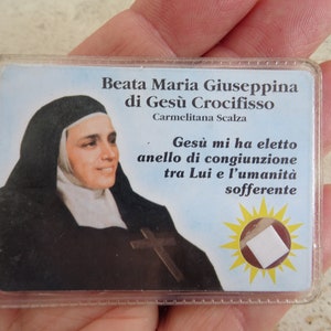 Religiöse katholische Karte Schrein Reliquiar Relikt aus dem Tuch der Seligen Santa Maria Giuseppina. ( XX 20 )