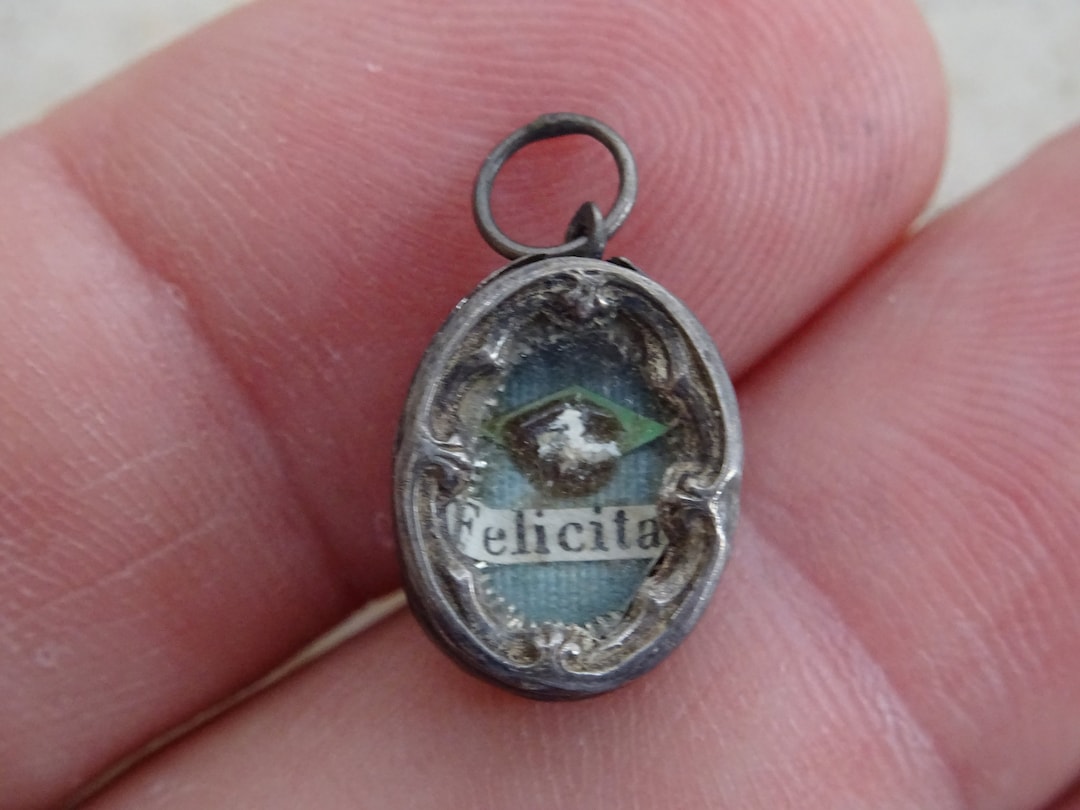 Religious Antique French Silver Pendant Charm Reliquary Medal Etsy
