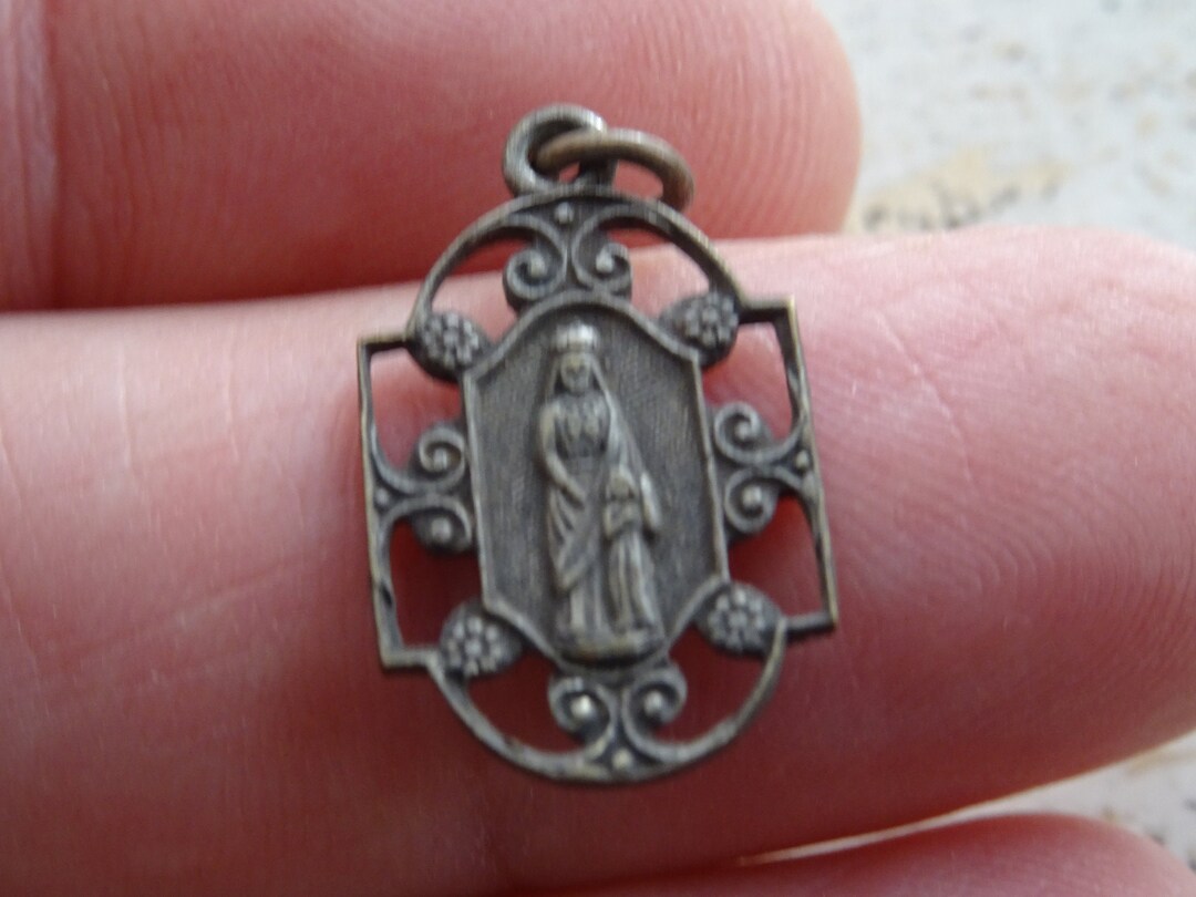 Religious Antique Catholic Silver Plated French Medal Pendant Holy ...