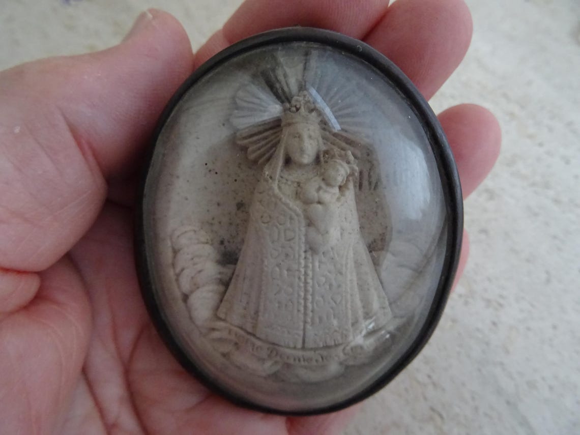 Religious Antique French Catholic Copper Meerschaum of Holy Virgin Mary ...