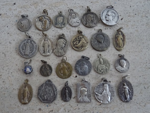 Religious Antique French Catholic Silvered Medals Pendants | Etsy