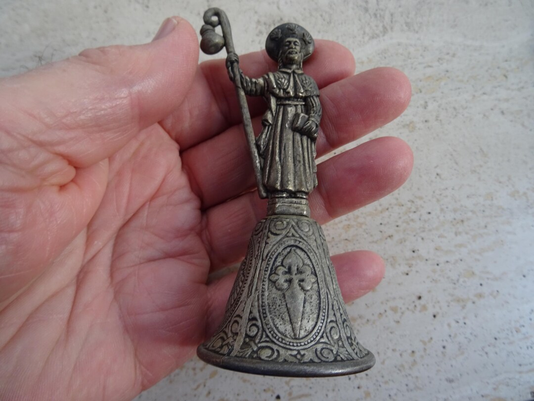 Religious Antique Silvered Catholic Statue With Bell and Clapper Saint ...