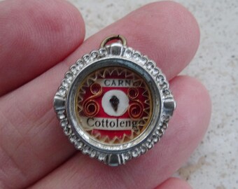 Religious antique silvered catholic medal pendant shrine with relic of Saint Giuseppe Cottolengo. (  A 9 )