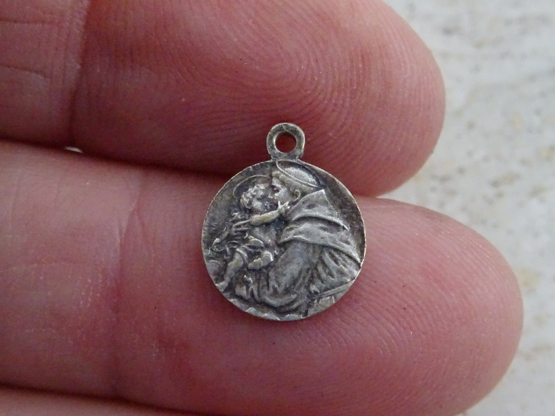 Religious Antique Catholic Silver Plated French Medal Pendant Medallion ...